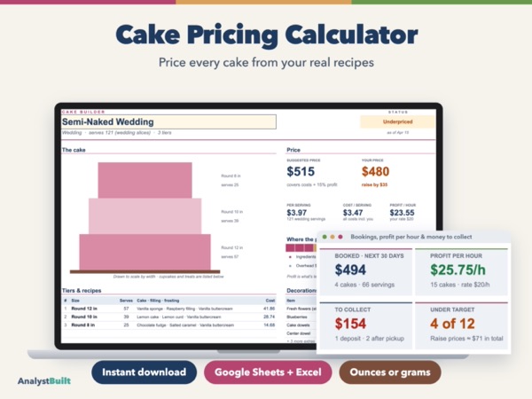 Cake Pricing & Recipe Cost Calculator: Price every cake from your real recipes